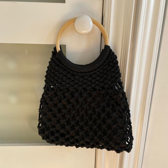 Black crotchet hand bag / purse - Picture 5 of 5